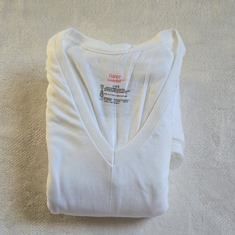 NWOT Men's HANES LARGE V-NECK UNDWRSHIRTS 6 total